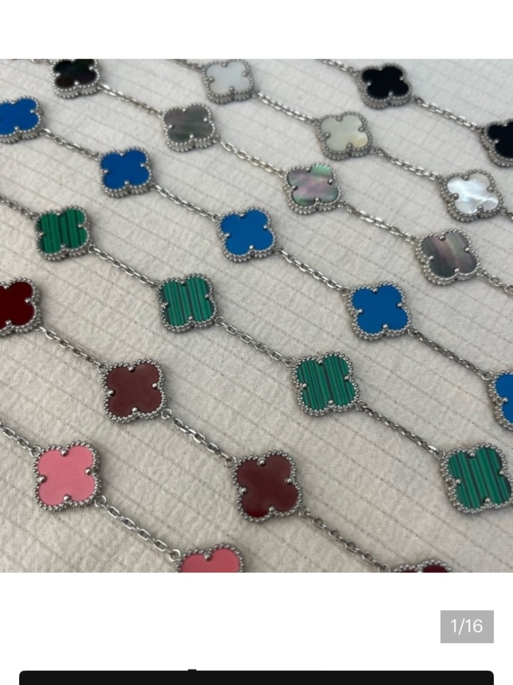 Women’s Multi-Color Clover Station Necklace - Silver Chain